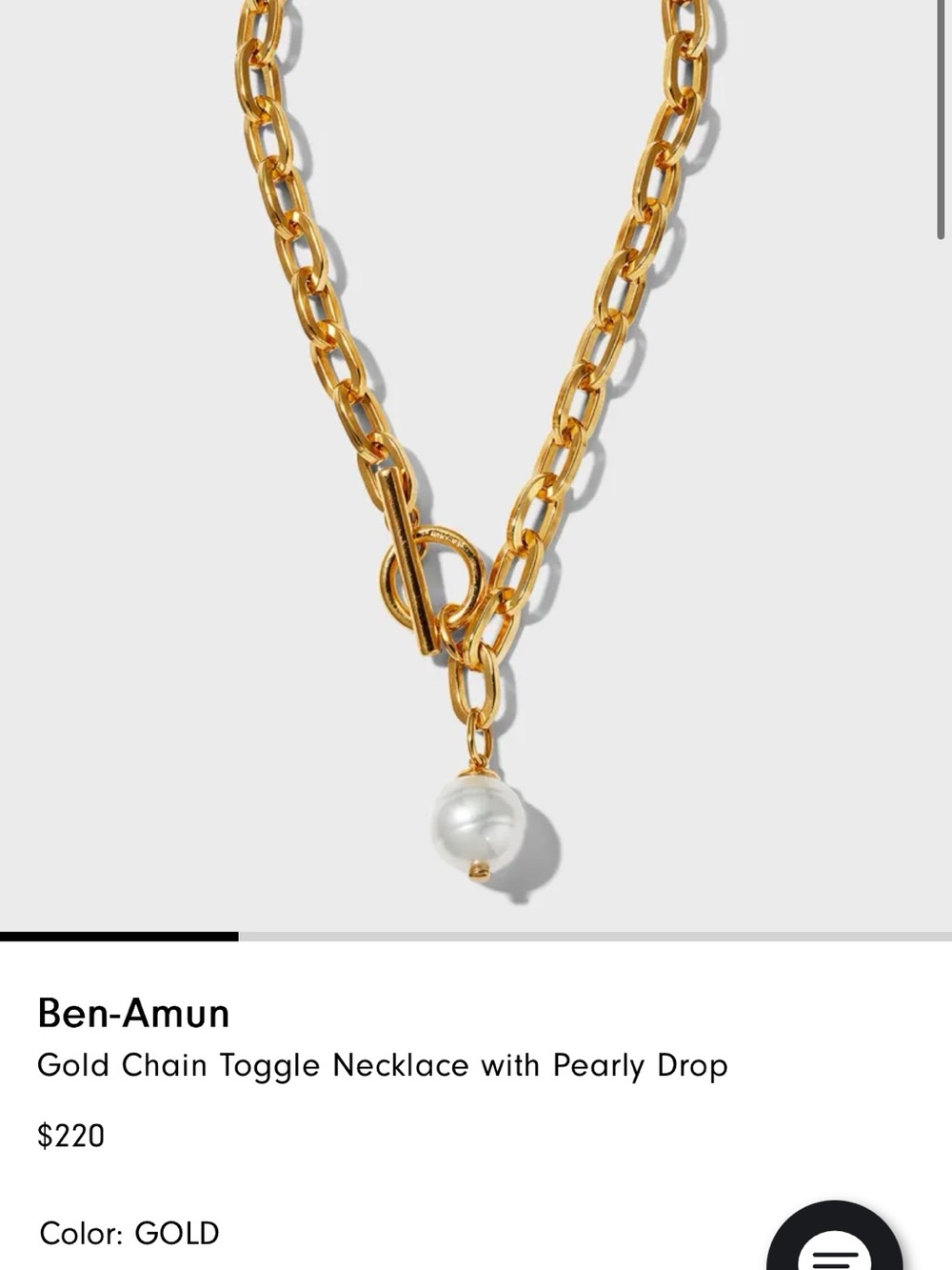 Ben-Amun Gold Link Necklace with Pearl Drop